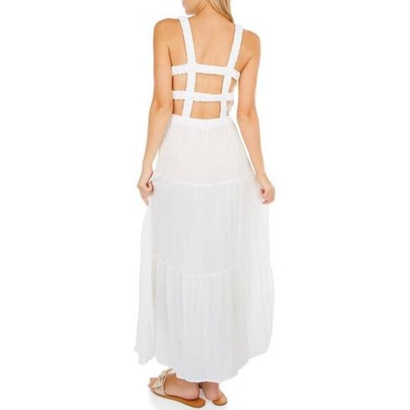 Jolie & Joy Dresses & Skirts - Jolie & Joy Women's White Sleeveless Smocked Cut-Out Dress